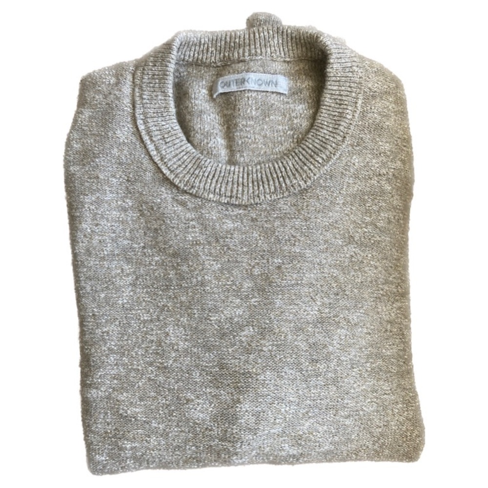 Outerknown Cotton/Wool Crewneck Sweater in Heather Camel
